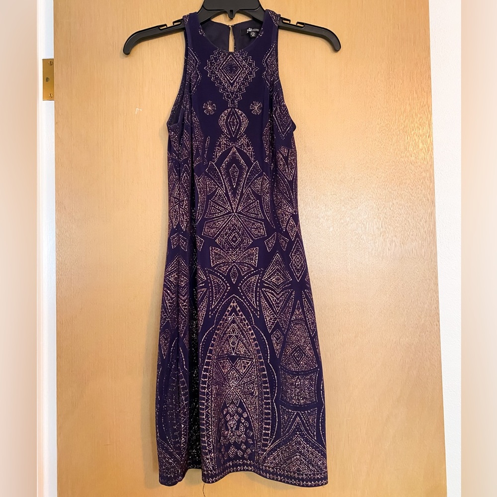 Jump Apparel by Wendye Chaitin Navy Glitter Print Bodycon Dress - Size XS